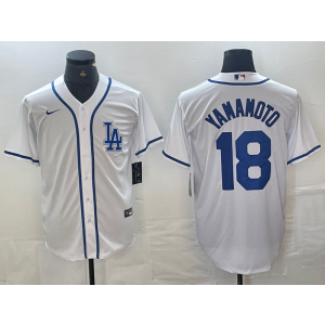 MLB Dodgers 18 Yoshinobu Yamamoto White Nike Cool Base Men Jersey