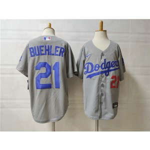 MLB Dodgers 21 Walker Buehler Grey Nike Cool Base Youth Jersey