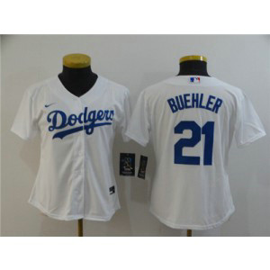 MLB Dodgers 21 Walker Buehler White 2020 Nike Cool Base Women Jersey(Run Small)