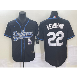 MLB Dodgers 22 Clayton Kershaw Black Baseball Nike Cool Base Men Jersey
