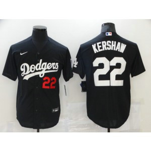 MLB Dodgers 22 Clayton Kershaw Black Cool Base Men Jersey
