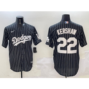 MLB Dodgers 22 Clayton Kershaw Black Nike Cool Base Men Jersey