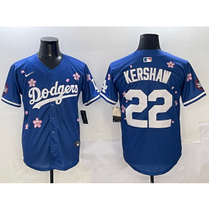 MLB Dodgers 22 Clayton Kershaw Blue 2025 Tokyo Series Nike Cool Base Men Jersey