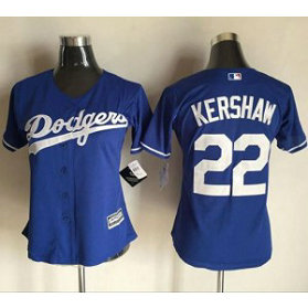 MLB Dodgers 22 Clayton Kershaw Blue Alternate Women Jersey