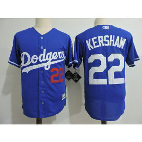 MLB Dodgers 22 Clayton Kershaw Blue New Cool Base Men Jersey