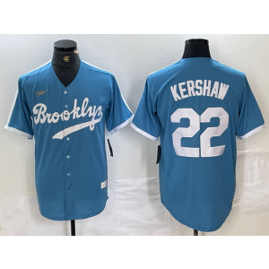 MLB Dodgers 22 Clayton Kershaw Blue Nike Cool Base Men Jersey