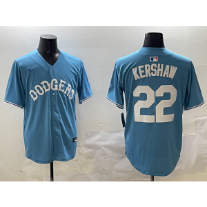 MLB Dodgers 22 Clayton Kershaw Blue Nike Cool Base Men Jersey