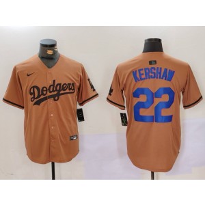 MLB Dodgers 22 Clayton Kershaw Brown Nike Cool Base Men Jersey
