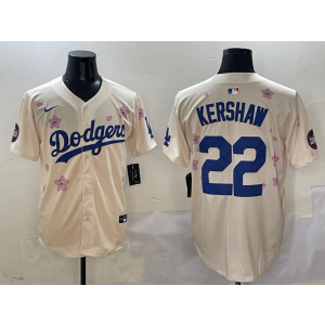 MLB Dodgers 22 Clayton Kershaw Cream 2025 Tokyo Series Nike Cool Base Men Jersey