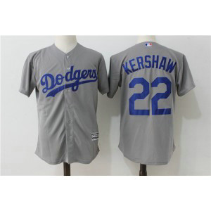 MLB Dodgers 22 Clayton Kershaw Grey Cool Base Men Jersey