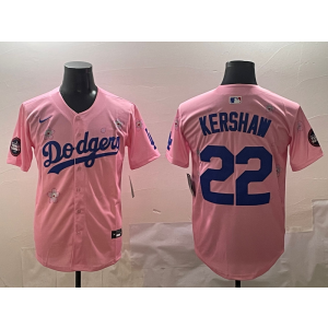 MLB Dodgers 22 Clayton Kershaw Pink 2025 Tokyo Series Nike Cool Base Men Jersey