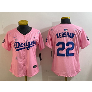 MLB Dodgers 22 Clayton Kershaw Pink 2025 Tokyo Series Nike Cool Base Women Jersey