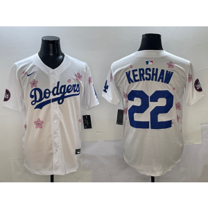 MLB Dodgers 22 Clayton Kershaw White 2025 Tokyo Series Nike Cool Base Men Jersey