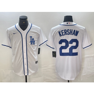 MLB Dodgers 22 Clayton Kershaw White Nike Cool Base Men Jersey