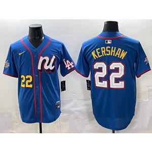 MLB Dodgers 22 kershaw Blue National League 2025 All Star Nike Cool Base Men Jersey