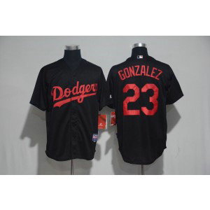 MLB Dodgers 23 Adrian Gonzalez Black Cool Base Men Jersey