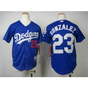 MLB Dodgers 23 Adrian Gonzalez Blue Cool Base Youth Jersey