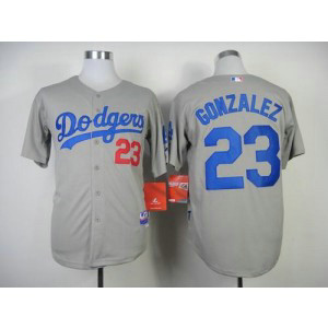 MLB Dodgers 23 Adrian Gonzalez Grey Cool Base Men Jersey