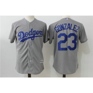 MLB Dodgers 23 Adrian Gonzalez Grey New Cool Base Men Jersey