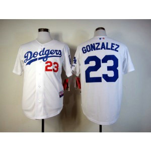 MLB Dodgers 23 Adrian Gonzalez White Cool Base Men Jersey