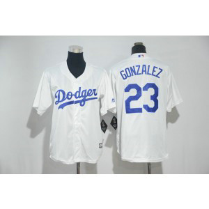 MLB Dodgers 23 Adrian Gonzalez White Cool Base Youth Jersey