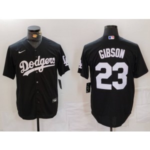 MLB Dodgers 23 Gibson Black Nike Cool Base Men Jersey