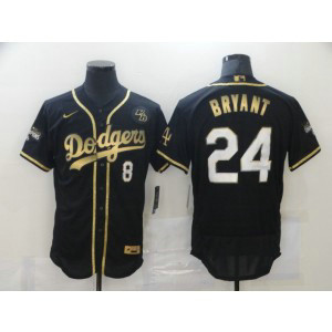 MLB Dodgers 24 Kobe Bryant Black Gold Flexbase Men Jersey