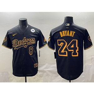 MLB Dodgers 24 Kobe Bryant Black Nike Cool Base Men Jersey