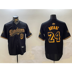 MLB Dodgers 24 Kobe Bryant Black Nike Cool Base Men Jersey