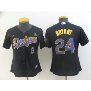 MLB Dodgers 24 Kobe Bryant Black Nike Cool Base Women Jersey