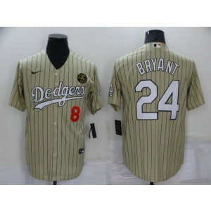 MLB Dodgers 24 Kobe Bryant Cream Nike Cool Base Men Jersey