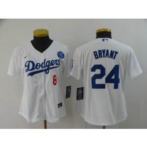MLB Dodgers 24 Kobe Bryant White 2020 Nike Cool Base Women Jersey