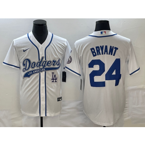 MLB Dodgers 24 Kobe Bryant White Baseball Logo Nike Cool Base Men Jersey