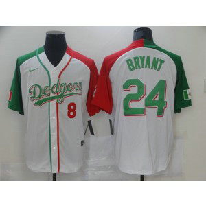 MLB Dodgers 24 Kobe Bryant White Mexico Nike Cool Base Men Jersey