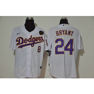 MLB Dodgers 24 Kobe Bryant White Purple 2020 Nike KB Cool Base Men Jersey