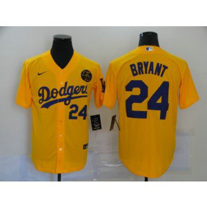 MLB Dodgers 24 Kobe Bryant Yellow 2020 Nike KB Cool Base Men Jersey