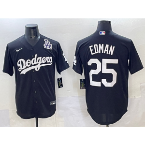 MLB Dodgers 25 Edman New Black Nike Cool Base Men Jersey