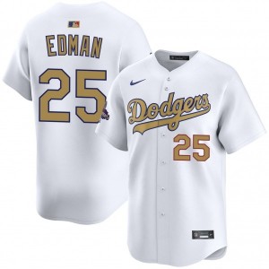 MLB Dodgers 25 Tommy Edman 2025 Gold Collection Nike Cool Base Men Jersey
