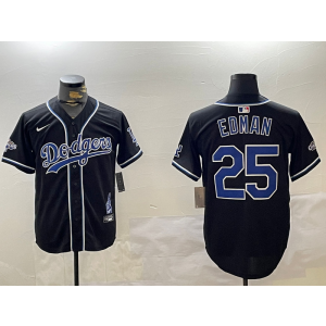 MLB Dodgers 25 Tommy Edman Black 2024 World Series Champion Nike Cool Base Men Jersey