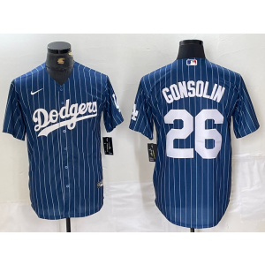 MLB Dodgers 26 Tony Gonsolin Blue Nike Cool Base Men Jersey