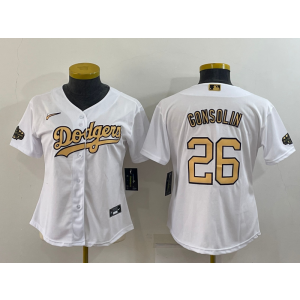 MLB Dodgers 26 Tony Gonsolin White 2022 All-Star Nike Cool Base Women Jersey