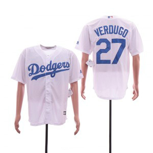 MLB Dodgers 27 Alex Verdugo White Cool Base Men Jersey