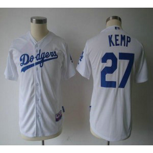 MLB Dodgers 27 Matt Kemp White Youth Jersey
