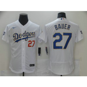 MLB Dodgers 27 Trevor Bauer White Champion Flexbase Men Jersey