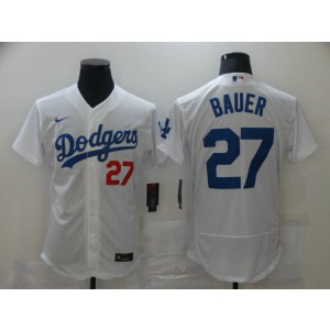 MLB Dodgers 27 Trevor Bauer White Nike Flexbase Men Jersey