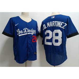 MLB Dodgers 28 J.D. Martinez Blue City Connect Flexbase Men Jersey