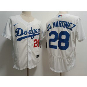 MLB Dodgers 28 J.D. Martinez White Nike Flexbase Men Jersey