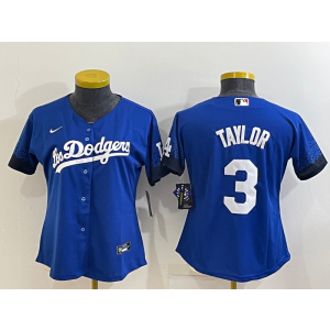 MLB Dodgers 3 Taylor Blue 2021 City Connect Nike Cool Base Women Jersey