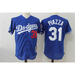 MLB Dodgers 31 Joc Pederson Blue Mitchell and Ness Throwback Men Jersey
