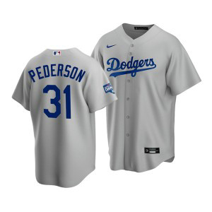 MLB Dodgers 31 Joc Pederson Grey 2020 World Series Champions Cool Base Men Jersey